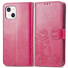 Leather Case Stands Fashionable Pattern Flip Cover H03 Holder for Apple iPhone 15 Hot Pink