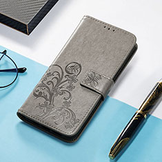 Leather Case Stands Fashionable Pattern Flip Cover H04 Holder for Apple iPhone 13 Mini Gray
