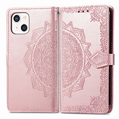 Leather Case Stands Fashionable Pattern Flip Cover H05 Holder for Apple iPhone 13 Rose Gold