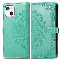 Leather Case Stands Fashionable Pattern Flip Cover H05 Holder for Apple iPhone 14 Plus Green