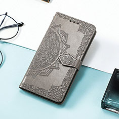 Leather Case Stands Fashionable Pattern Flip Cover H05 Holder for Apple iPhone 15 Pro Max Gray