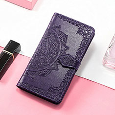 Leather Case Stands Fashionable Pattern Flip Cover H05 Holder for Apple iPhone 16 Pro Purple