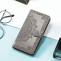 Leather Case Stands Fashionable Pattern Flip Cover H06 Holder for Apple iPhone 14 Gray