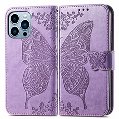 Leather Case Stands Fashionable Pattern Flip Cover H07 Holder for Apple iPhone 13 Pro Max Clove Purple