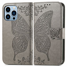 Leather Case Stands Fashionable Pattern Flip Cover H07 Holder for Apple iPhone 13 Pro Max Gray