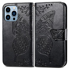 Leather Case Stands Fashionable Pattern Flip Cover H07 Holder for Apple iPhone 14 Pro Black