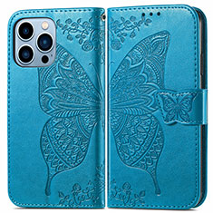 Leather Case Stands Fashionable Pattern Flip Cover H07 Holder for Apple iPhone 14 Pro Blue