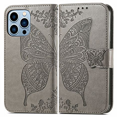 Leather Case Stands Fashionable Pattern Flip Cover H07 Holder for Apple iPhone 14 Pro Gray