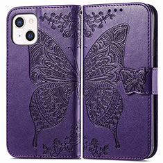 Leather Case Stands Fashionable Pattern Flip Cover H07 Holder for Apple iPhone 14 Purple