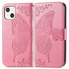 Leather Case Stands Fashionable Pattern Flip Cover H07 Holder for Apple iPhone 15 Hot Pink