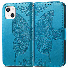 Leather Case Stands Fashionable Pattern Flip Cover H07 Holder for Apple iPhone 15 Plus Blue