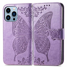 Leather Case Stands Fashionable Pattern Flip Cover H07 Holder for Apple iPhone 15 Pro Clove Purple