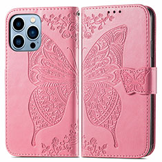 Leather Case Stands Fashionable Pattern Flip Cover H07 Holder for Apple iPhone 16 Pro Max Pink