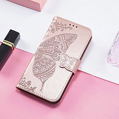 Leather Case Stands Fashionable Pattern Flip Cover H08 Holder for Apple iPhone 15 Plus Rose Gold