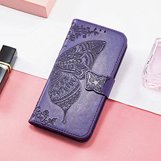 Leather Case Stands Fashionable Pattern Flip Cover H08 Holder for Apple iPhone 15 Pro Purple