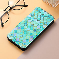 Leather Case Stands Fashionable Pattern Flip Cover H09 Holder for Apple iPhone 15 Pro Green