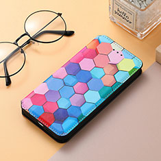 Leather Case Stands Fashionable Pattern Flip Cover H10 Holder for Apple iPhone 13 Mini Blue