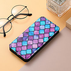 Leather Case Stands Fashionable Pattern Flip Cover H10 Holder for Apple iPhone 13 Purple