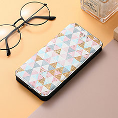 Leather Case Stands Fashionable Pattern Flip Cover H10 Holder for Apple iPhone 15 White