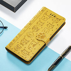 Leather Case Stands Fashionable Pattern Flip Cover H11 Holder for Apple iPhone 14 Pro Max Yellow