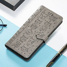 Leather Case Stands Fashionable Pattern Flip Cover H11 Holder for Apple iPhone 16 Pro Max Gray