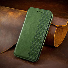 Leather Case Stands Fashionable Pattern Flip Cover H14 Holder for Apple iPhone 13 Mini Green