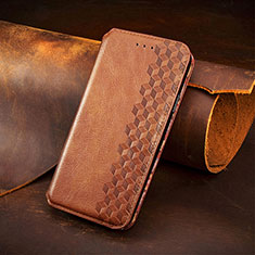 Leather Case Stands Fashionable Pattern Flip Cover H14 Holder for Apple iPhone 14 Pro Max Brown