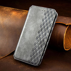 Leather Case Stands Fashionable Pattern Flip Cover H14 Holder for Apple iPhone 15 Plus Gray