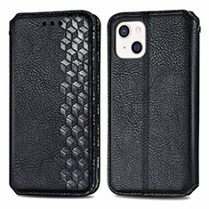 Leather Case Stands Fashionable Pattern Flip Cover H15 Holder for Apple iPhone 13 Black