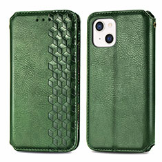 Leather Case Stands Fashionable Pattern Flip Cover H15 Holder for Apple iPhone 15 Green