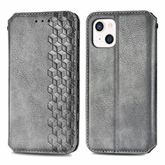 Leather Case Stands Fashionable Pattern Flip Cover H15 Holder for Apple iPhone 15 Plus Gray