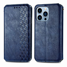 Leather Case Stands Fashionable Pattern Flip Cover H15 Holder for Apple iPhone 15 Pro Blue