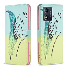 Leather Case Stands Fashionable Pattern Flip Cover Holder B01F for Motorola Moto E13 Matcha Green