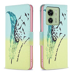 Leather Case Stands Fashionable Pattern Flip Cover Holder B01F for Motorola Moto Edge (2023) 5G Matcha Green