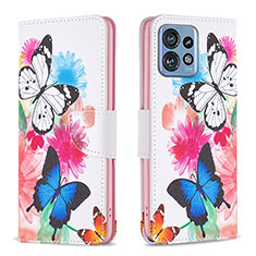 Leather Case Stands Fashionable Pattern Flip Cover Holder B01F for Motorola Moto Edge 40 Pro 5G Colorful