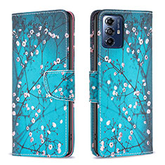 Leather Case Stands Fashionable Pattern Flip Cover Holder B01F for Motorola Moto G Play Gen 2 Cyan