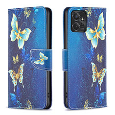 Leather Case Stands Fashionable Pattern Flip Cover Holder B01F for Motorola Moto G Power 5G (2023) Blue