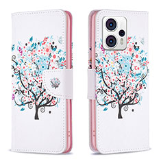 Leather Case Stands Fashionable Pattern Flip Cover Holder B01F for Motorola Moto G13 White