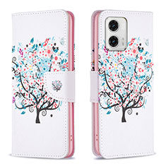 Leather Case Stands Fashionable Pattern Flip Cover Holder B01F for Motorola Moto G73 5G White