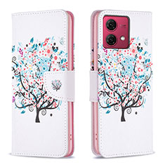 Leather Case Stands Fashionable Pattern Flip Cover Holder B01F for Motorola Moto G84 5G White