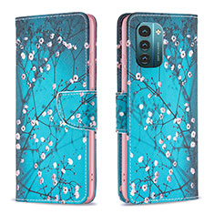 Leather Case Stands Fashionable Pattern Flip Cover Holder B01F for Nokia G11 Cyan