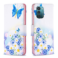 Leather Case Stands Fashionable Pattern Flip Cover Holder B01F for Nokia G21 Blue