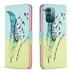 Leather Case Stands Fashionable Pattern Flip Cover Holder B01F for Nokia G21 Matcha Green