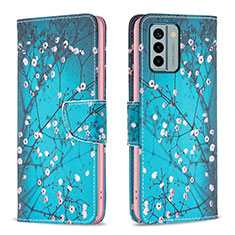 Leather Case Stands Fashionable Pattern Flip Cover Holder B01F for Nokia G22 Cyan