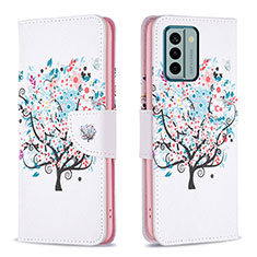 Leather Case Stands Fashionable Pattern Flip Cover Holder B01F for Nokia G22 White