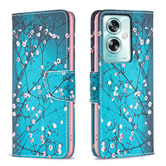 Leather Case Stands Fashionable Pattern Flip Cover Holder B01F for Oppo A2 5G Cyan