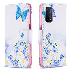 Leather Case Stands Fashionable Pattern Flip Cover Holder B01F for Oppo A54 5G Blue