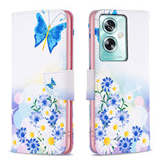 Leather Case Stands Fashionable Pattern Flip Cover Holder B01F for Oppo A79 5G Blue