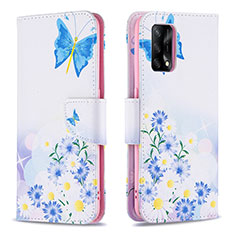 Leather Case Stands Fashionable Pattern Flip Cover Holder B01F for Oppo A95 4G Blue