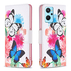 Leather Case Stands Fashionable Pattern Flip Cover Holder B01F for Oppo A96 4G Colorful